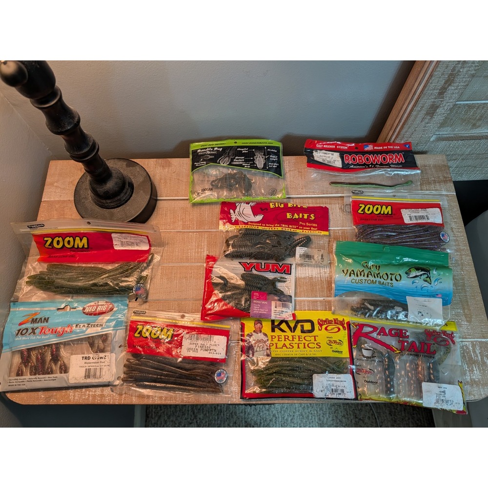 Fishing Lure Lot Zoom Strike King KVD Gary Yamamoto Z-Man Roboworm Soft Plastics